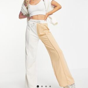 South Beach spliced wide leg sweatpants in sand